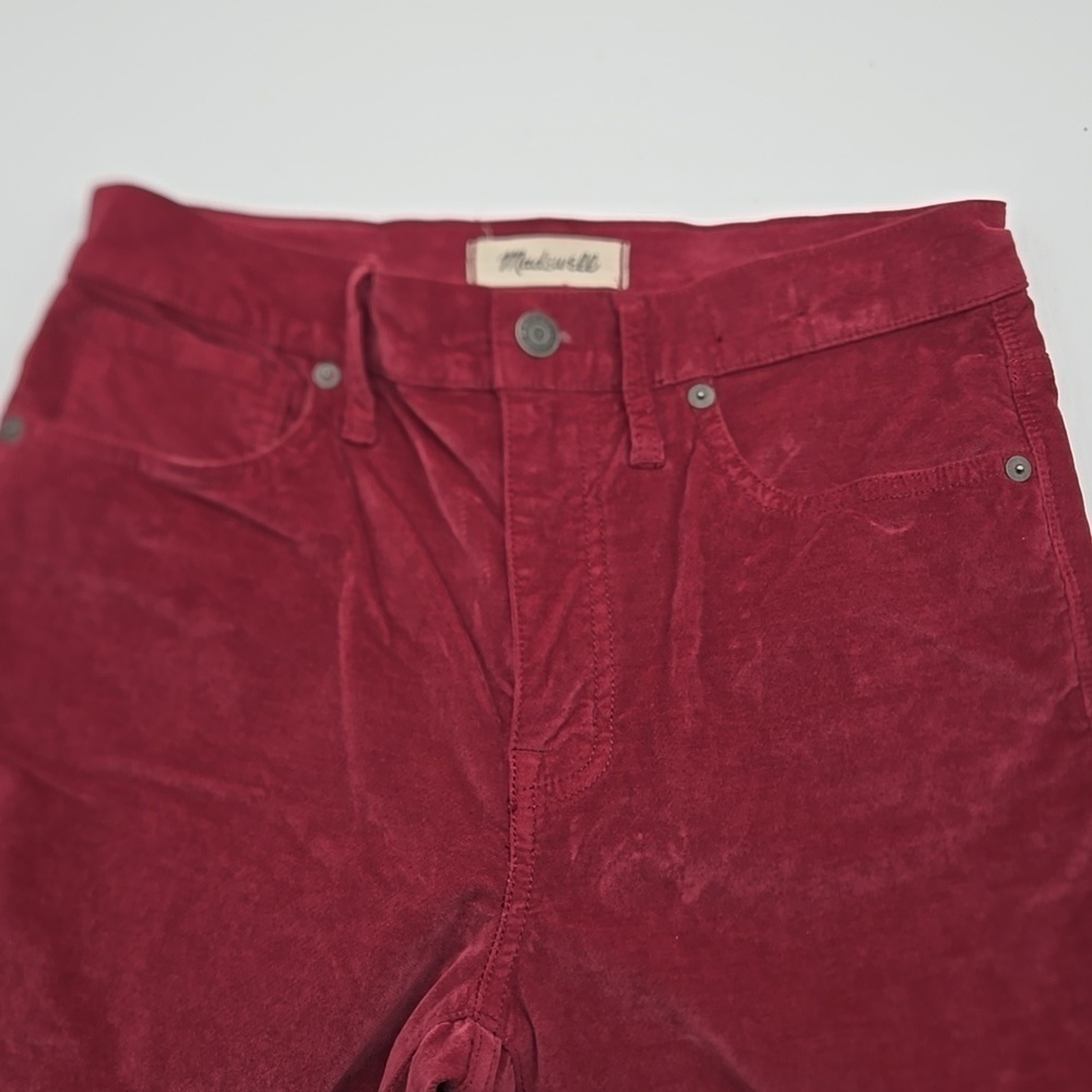 MADEWELL 10" High-Rise Skinny Cordoroy Pants Cranberry Color size 27 - Picture 2 of 7
